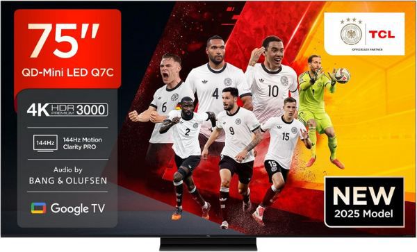 📺 TCL 75Q7C 75 4K QLED Mini LED Smart TV mit 144Hz für 1.049€ (statt 1.299€)