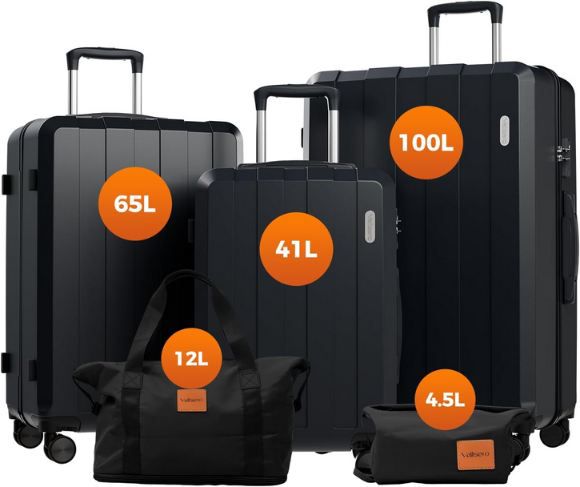 🧳 Vallsero Koffer & Gepäck Set mit TSA Schloss, 5 tlg. für 109€ (statt 199€)