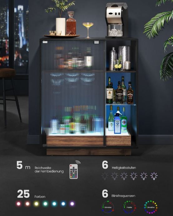 🍾 Vasagle Weinschrank mit Beleuchtung & geriffelter Glastür für 119,99€ (statt 170€)