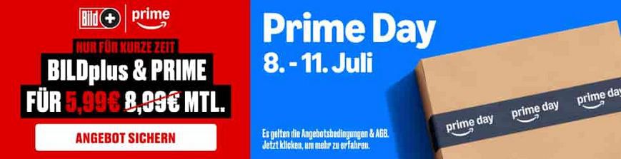 🤯🔥 GENIAL 👉  Amazon Prime Abo nur 5,99€ mtl. (statt 8,99€) + BILDplus Abo GRATIS dazu