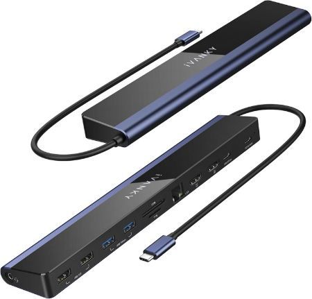 🖥️ Ivanky 12 in 1 USB C Docking Station mit Dual Monitor 4K@60Hz für 24,99€ (statt 60€)