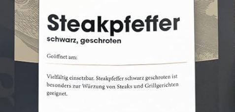 🥩 750g UBENA Steakpfeffer, schwarz, geschrotet ab 18,79€ (statt 25€)