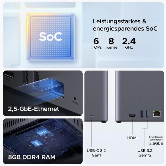 💾 UGREEN NASync DH4300 Plus 4 Bay Desktop NAS mit 8GB RAM für 343,99€ (statt 430€)