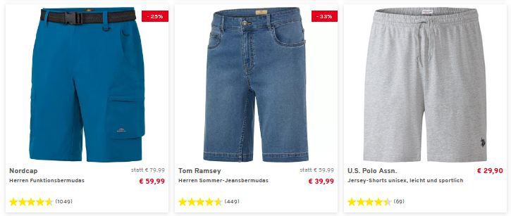 🩳 Vorteilshop:  31% Rabatt auf kurze Hosen, Bermudas & Shorts   35€ MBW