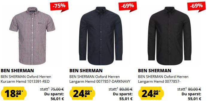 👔 SportSpar: Ben Sherman Kurz  & Langamhemden ab 18,99€ + 5€ Gutschein