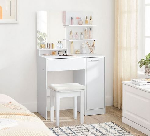 🪞 Vasagle Schminktisch mit Ablagen und Schublade für 56,99€ (statt 84€)
