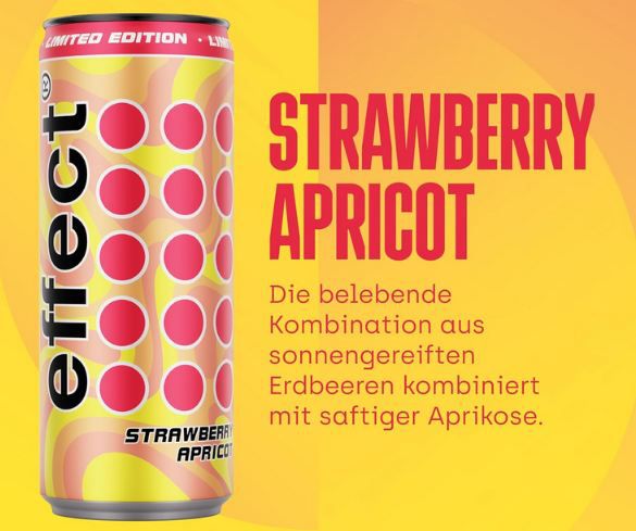 🍓 24er Pack effect Energy Drink Strawberry Apricot, 0,33L für 22€ (statt 26€)