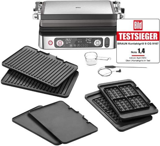 🥪 Braun CG9167 MultiGrill 9 Pro mit Boost Funktion bis 265°C für 210,90€ (statt 319€)