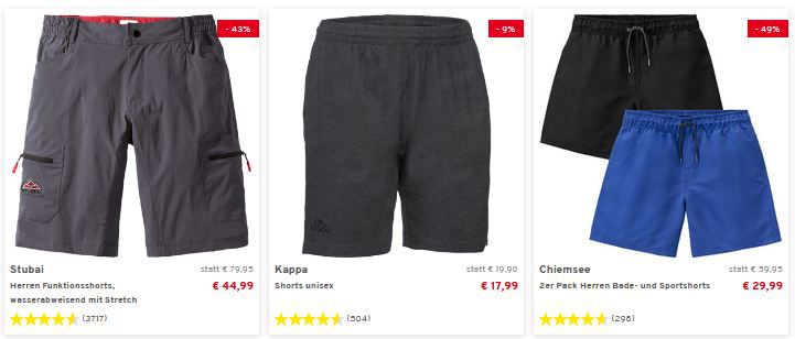 🩳 Vorteilshop:  31% Rabatt auf kurze Hosen, Bermudas & Shorts   35€ MBW