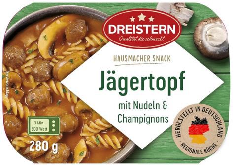 🍛 Dreistern Jägertopf mit Champignons & Nudeln, 280g ab 1,89€ (statt 2,49€)
