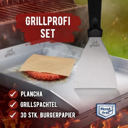 🍔 grillart Premium Plancha Grillplatte mit Grillspachtel für 59,49€ (statt 70€)
