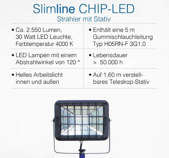 Fehler? 👷🏻 as Schwabe Slimline Chip LED Baustrahler mit Stativ, 30W für 29,99€ (statt 86€)