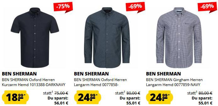 👔 SportSpar: Ben Sherman Kurz  & Langamhemden ab 18,99€ + 5€ Gutschein