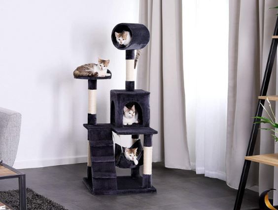 🐈 lionto Kratzbaum mit Hängematte & Tunnel, 133cm für 38,30€ (statt 48€)