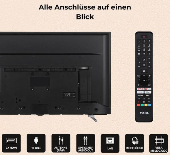 📺 Vestel 50UT9840 50 4K UHD Smart TV mit HDR für 249,99€ (statt 390€)