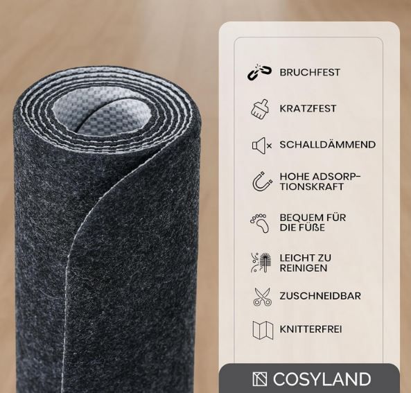 💺 Cosyland Bürostuhl Bodenschutzmatte, 90 × 120cm für 14,55€ (statt 20€)