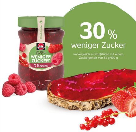 🍓 Schwartau Extra Weniger Zucker 3 Beeren Fruchtaufstrich, 300g ab 1,69€ (statt 3€)