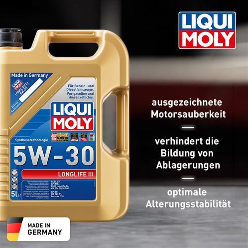 🛢️ 5 Liter Liqui Moly Longlife III 5W 30 Motoröl für 37,99€ (statt 42€)