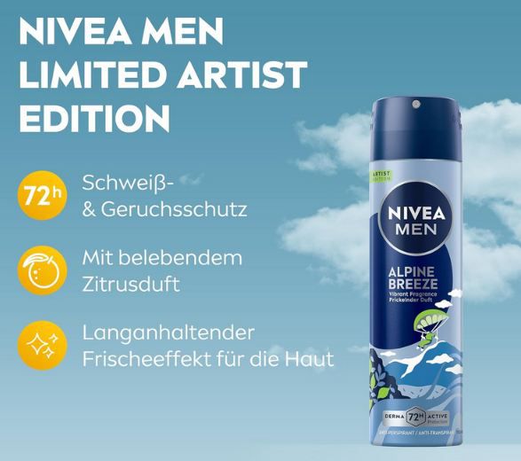 👃🏻 Nivea Men Alpine Breeze Artist Edition Deo Spray, 150ml ab 1,79€ (statt 3€)
