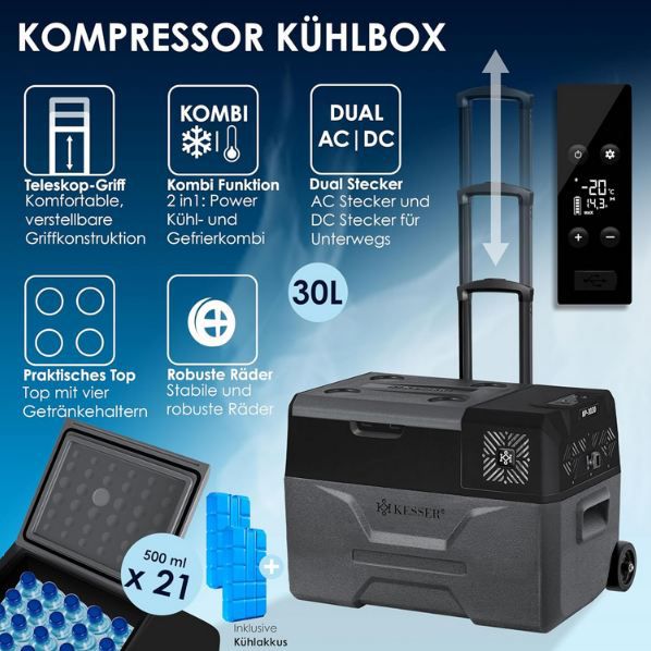 🧊 Kesser Kompressor Kühlbox mit 30L + App für 163,80€ (statt 230€)