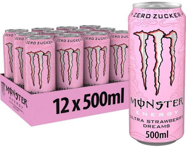 🥤 12er Pack Monster Energy Ultra Strawberry Dreams, 0,5L ab 11,69€ (statt 19€)