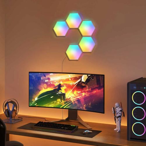 💡 5er Set Glide Hexa Light Panels + 2 Meter Neon Rope Light für 69,95€ (statt 87€)