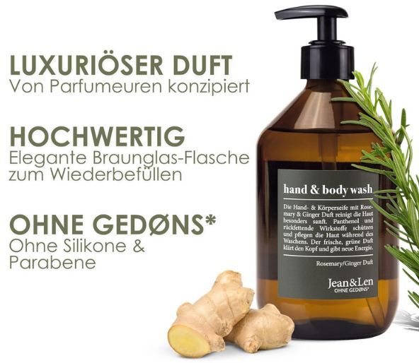 🧼 Jean & Len Hand & Body Wash Rosemary & Ginger, 500ml ab 7,11€ (statt 11€)