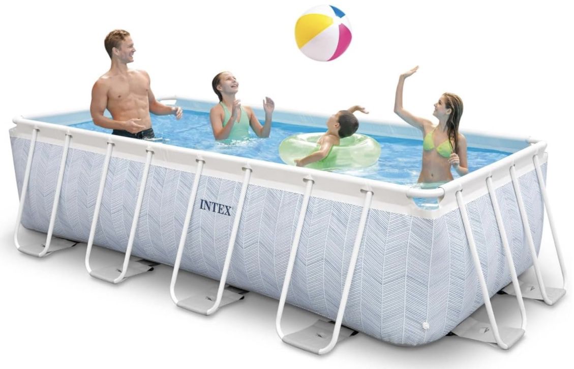 Intex Chevron Prism Rectangular Pool inkl. Filterpumpe + Leiter für 359,99€ (statt 455€)