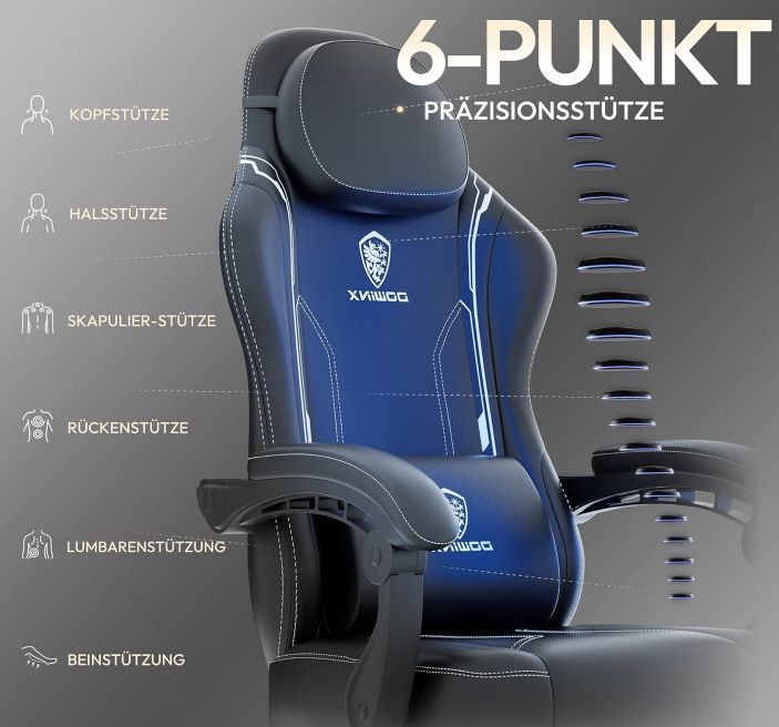 Dowinx Gaming Stuhl mit Lendenwirbelstütze für 49,99€ (statt 100€)