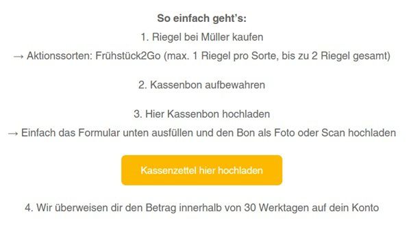 Müller: Oatsome Frühstück2Go Riegel ausprobieren   bei Unzufriedenheit Geld zurück
