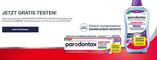 Parodontax ZAHNFLEISCH STÄRKUNG & SCHUTZ oder Mundspülung gratis ausprobieren