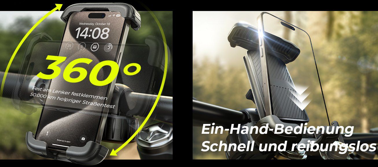 LISEN Handyhalterung mit Doppelsicherung und 360° drehbar für 9,99€ (statt 17€)