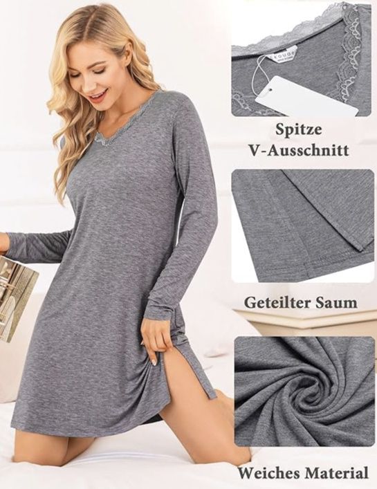 2x Ekouaer Damen Langarmkleid mit Spitze für 17,99€ (statt 30€)