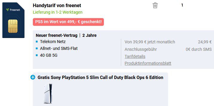 ‼️ Eff mit Gewinn 🎮 PS5 + CoD: Black Ops 6 + 40GB Telekom für 24,99€ mtl + 150€ Bonus