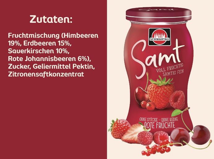 🍓🍒 Schwartau Samt Rote Früchte Fruchtaufstrich ab 1,88€ (statt 2,59€)