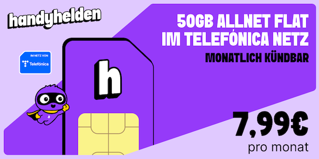📱 o2 Telefonica Allnet Flat mit 50GB für nur 7,99€ mtl.   monatlich kündbar!