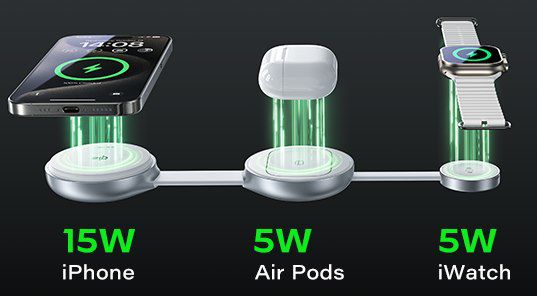 ⚡ LISEN 3in1 Magsafe 15W Qi2 Ladestation inkl. Adapter + Kabel für 24,41€ (statt 60€)