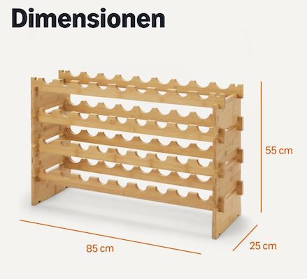 🍷 Amazon Basics – Stapelbares Weinregal aus Bambus für 42,20€ (statt 52€)
