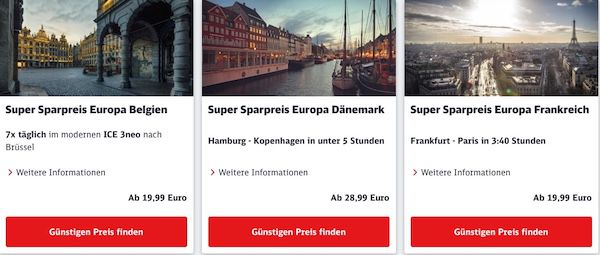 🔥 Bahn Sparpreise Europa 🚉 Tickets quer durch Europa   z.B. Frankfurt nach Paris ab 19,99€