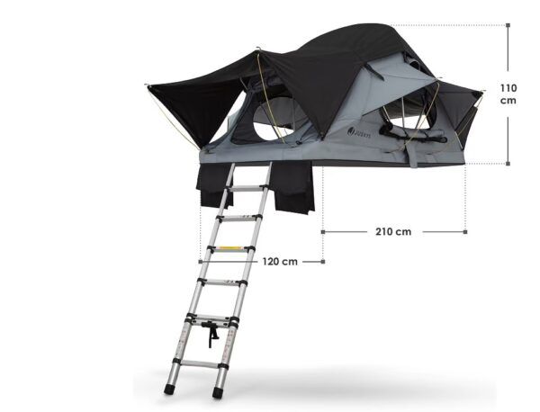🏕️ Juskys Autodachzelt Lago 120x210cm mit LED Beleuchtung & Leiter für 693,94€ (statt 900€)