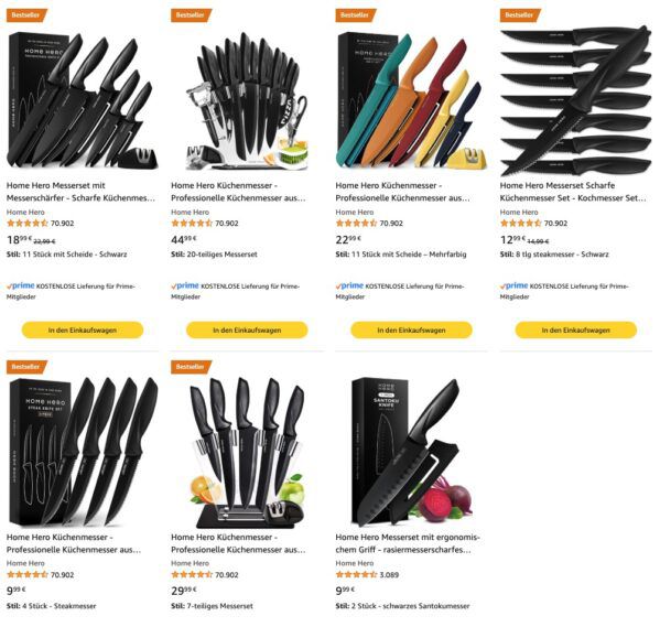 🔥 Schnell sein! Home Hero Messerset schon reduziert kaufen   Küchenhelfer Set (33 tlg.) im Wert von 18€ geschenkt
