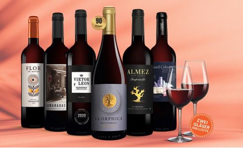 🍷 Vinos Sommer Rotwein Paket mit 6 Flaschen ab 29,99€   2 Schott Zwiesel Weingläser gratis