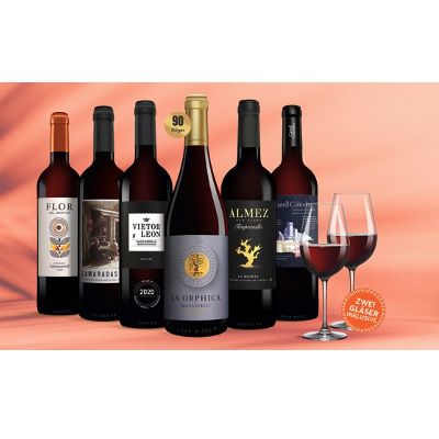 🍷 Vinos Sommer Rotwein Paket mit 6 Flaschen ab 29,99€ – 2 Schott Zwiesel Weingläser gratis