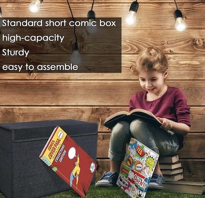 👦🏼👧🏼📚 Leffis Comic Buch Aufbewahrungsbox mit 39x19x29 cm für 16,62€ (statt 30€)