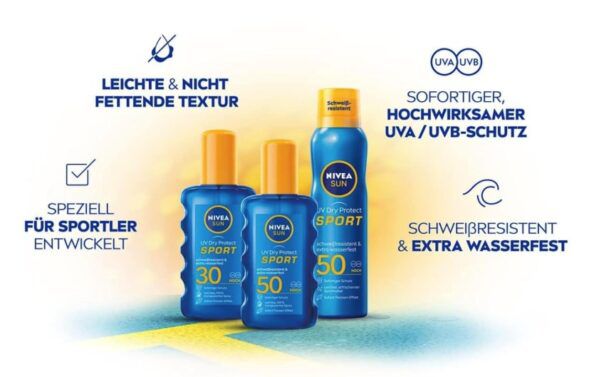 ☀️ NIVEA Sun UV Dry Protect Sport Sonnenspray LSF50 in 200ml ab 9,85€ (statt 16€)