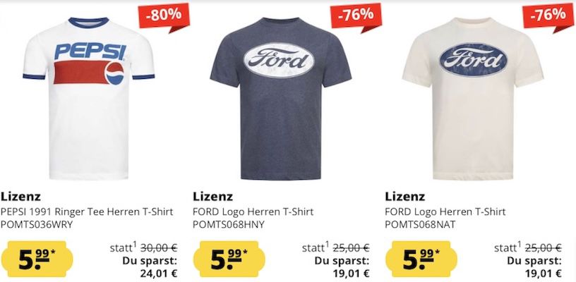 👕 SportSpar: Lizenzierte T Shirt + Pullover Sale ab 5,99€ + keine VSK ab 60€
