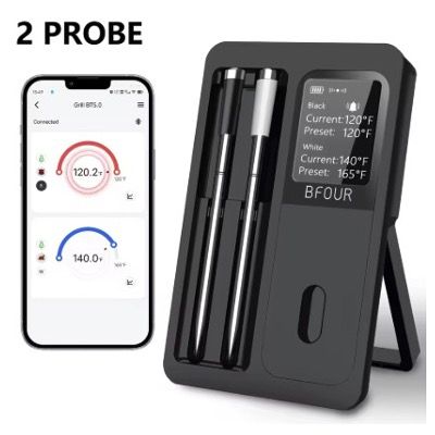 Meater Alternative 🥩 BFOUR Probe BF30 Bluetooth-Fleischthermometer mit Akku für 29,79€
