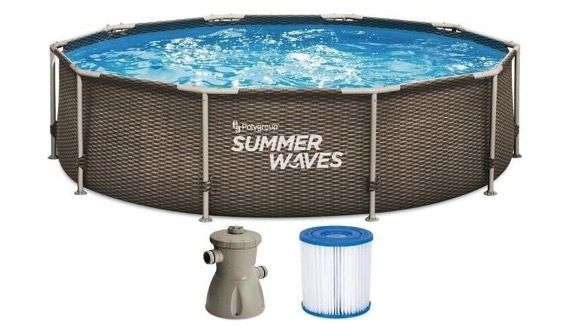 🤽 Summer Waves Frame Active Pool Rattan 305x76cm mit Kartuschenfilter für 109€ (statt 190€)
