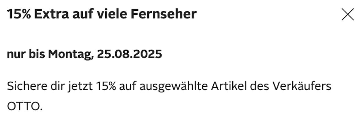 OTTO: 15% Rabatt auf TV & Lautsprecher z.B. Hisense 4K QLED TV mit 75″ für 634€ (statt 739€)