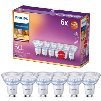 💡 Philips LED Classic GU10 Lampen 6er Pack (50W, dimmbar) für 12,99€ (statt 19€)